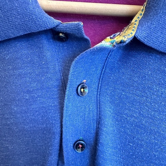 Robert Graham Polo Shirt Mens XL Classic Fit In Blue With Flip Collar Patterned - Picture 3 of 11